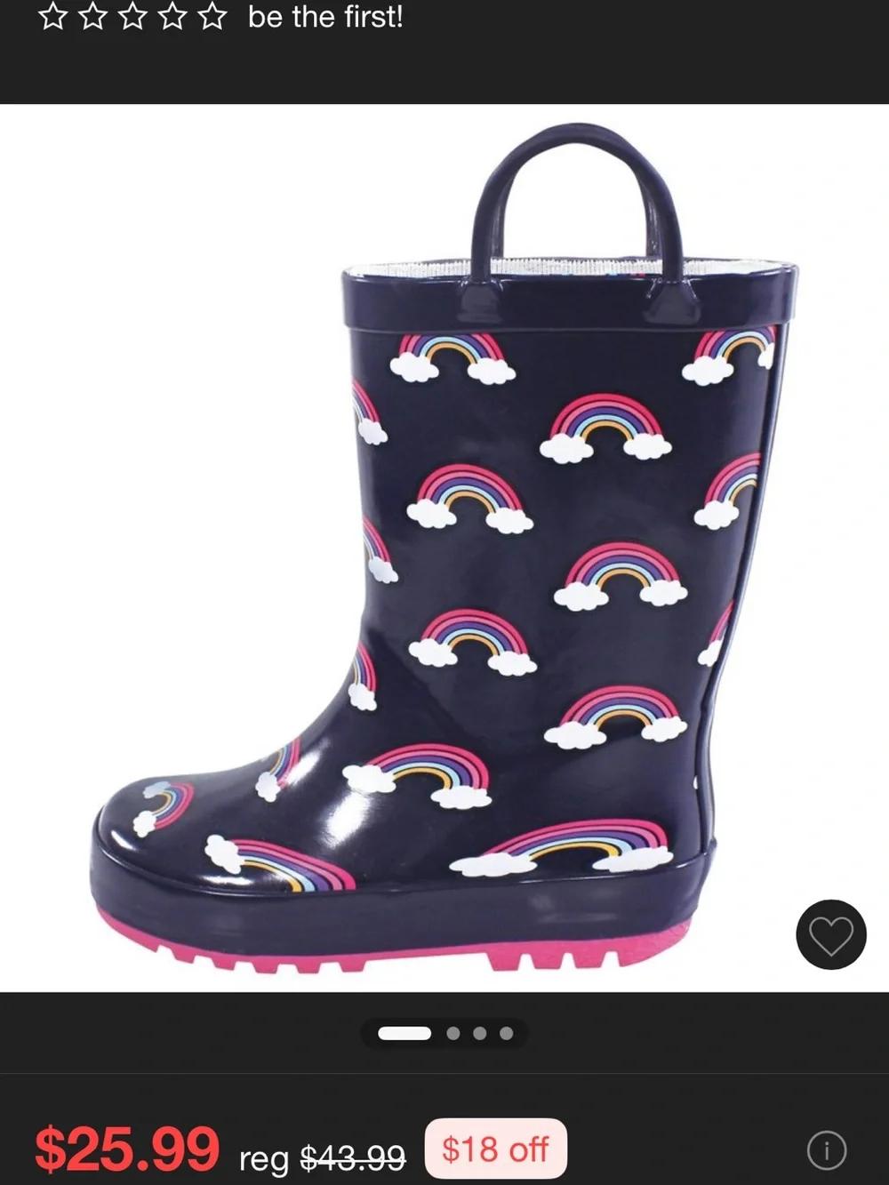 Hudson Baby Navy Rain Boots with Rainbow Print